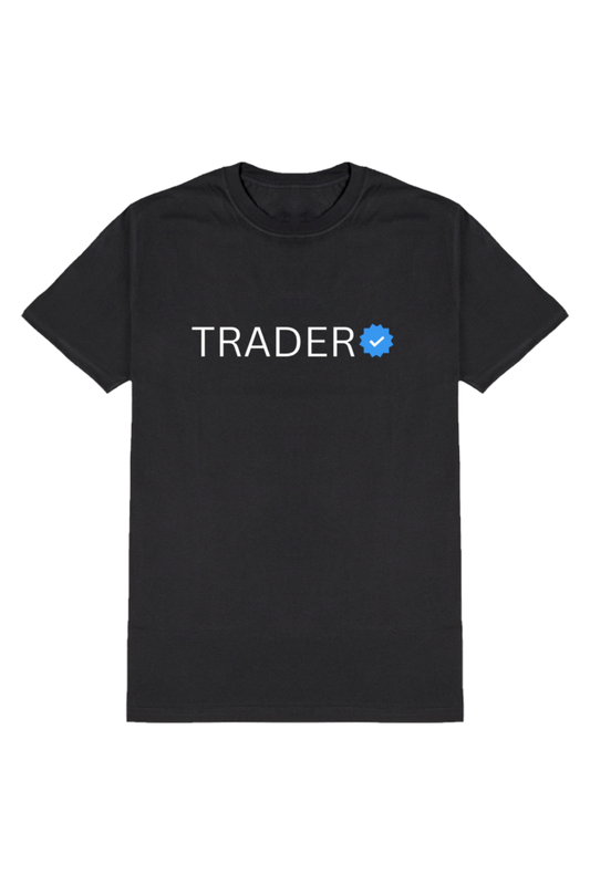 Verified Trader T-Shirt | Black Cotton Tee with Blue Badge | Forex & Stock Market Merch